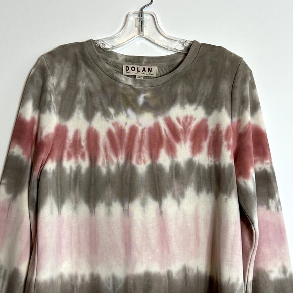 Dolan LCC Kendall Long Sleeve Tie Dye Pullover Sweatshirt Pink Taupe Women Small - Picture 3 of 14